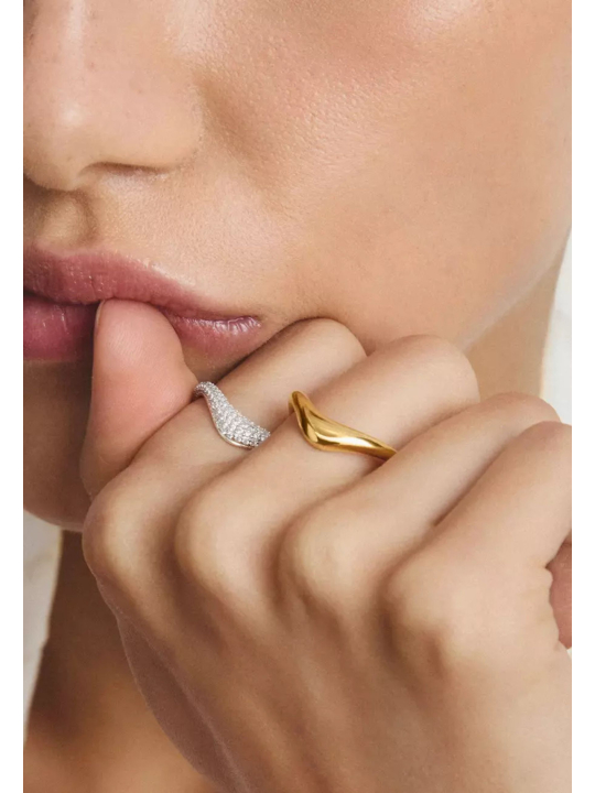 Thomas Sabo TR2544-M01-39 Gold-Plated Curved Ring with… | Diademita