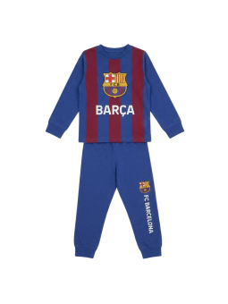 Langer Interlock-Pyjama FC Barcelona – Blau