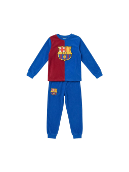 Langer Coral-Fleece-Pyjama FC Barcelona – Blau