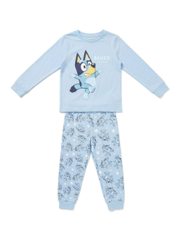 Langarm-Pyjama aus Baumwollmischung mit Bluey-Motiv – Light Blue
