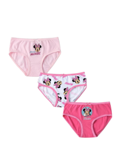 Lot de 3 Slips en Coton avec Motifs Minnie – Rose
