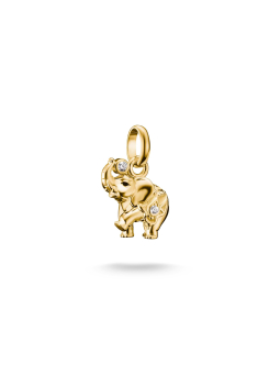 Vergulde Olifant Bedel met Zirkonia – Goud