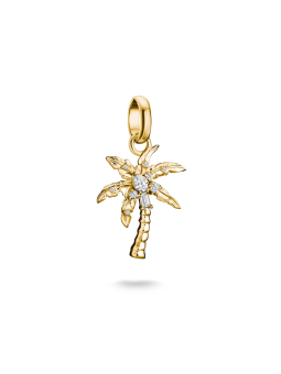 Charm Pendentif Palmier Plaqué Or avec Zirconia – Gold