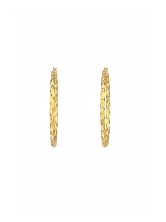 Maxte SEG-1623-GD Goldfarbene Gedrehte Edelstahl-Creolen | Diademita