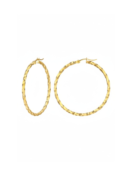 Maxte SEG-1623-GD Goldfarbene Gedrehte Edelstahl-Creolen | Diademita