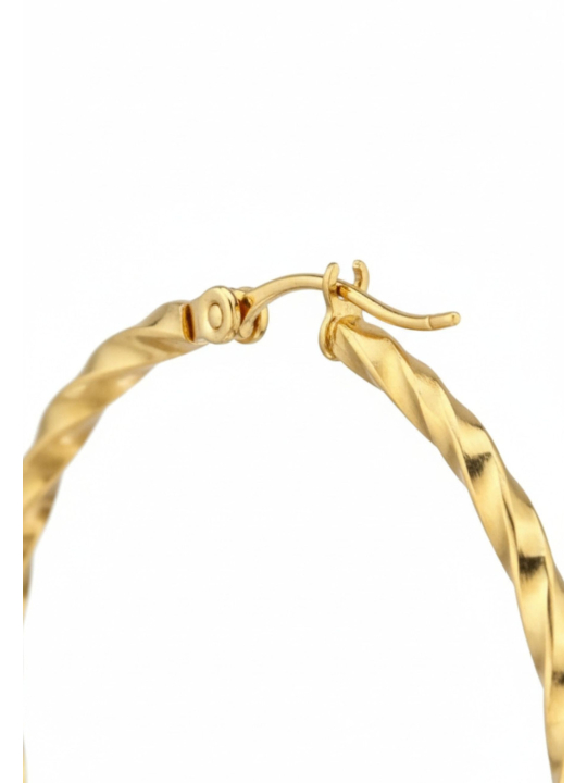 Maxte SEG-1623-GD Goldfarbene Gedrehte Edelstahl-Creolen | Diademita