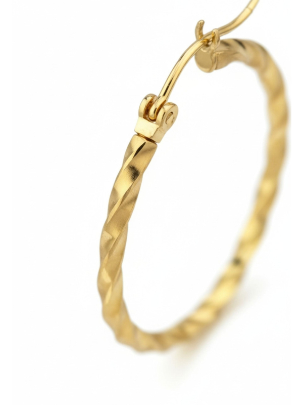 Maxte SEG-1623-GD Goldfarbene Gedrehte Edelstahl-Creolen | Diademita