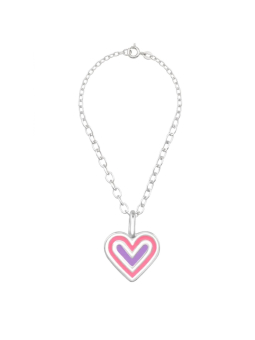 Collier cœur premium en argent avec époxy pour enfants – Rose