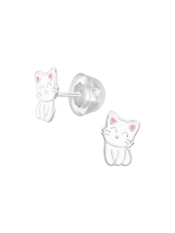 Maxte ES-JB18159-N1 Premium silberne Katzen-Ohrstecker… | Diademita