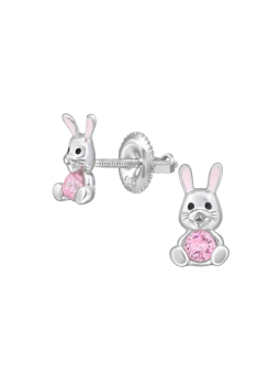 Maxte ES-JB18375-N1 Puces d'oreilles lapin en argent à… | Diademita