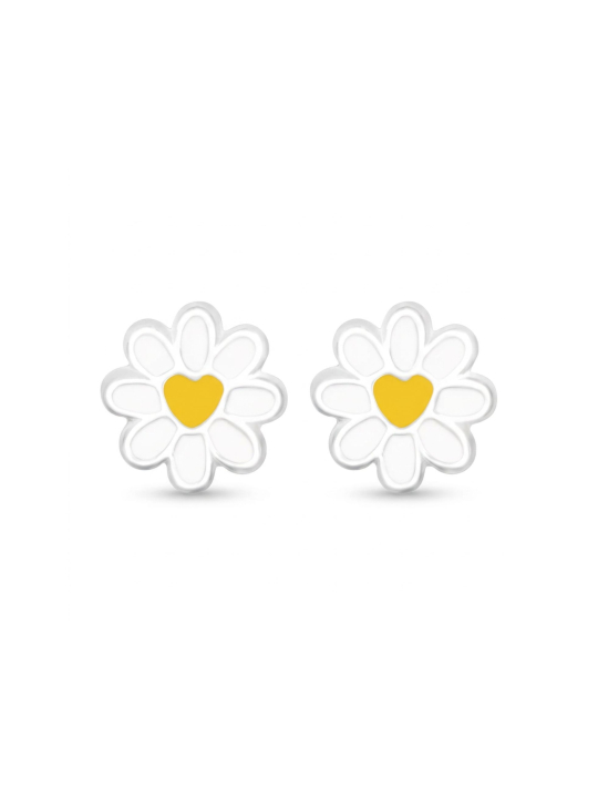 Maxte ES-APS5366-N1 Zilveren bloem oorknopjes met epoxy… | Diademita
