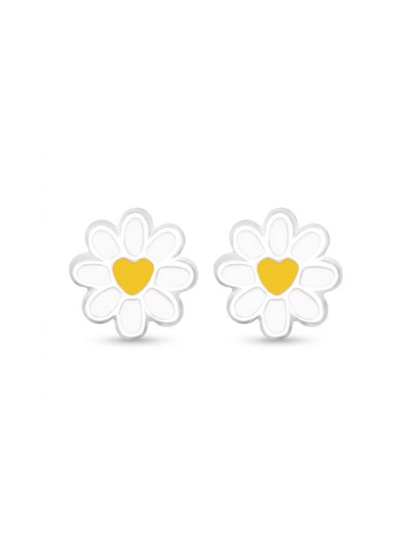 Maxte ES-APS5366-N1 Zilveren bloem oorknopjes met epoxy… | Diademita