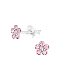 Maxte ES-APS3210-LT.RO/CRY Silberne Blumen-Ohrstecker… | Diademita