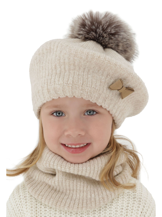 Maxte 7139 Girls' Winter Set Genua – Beret with Pompom… | Diademita