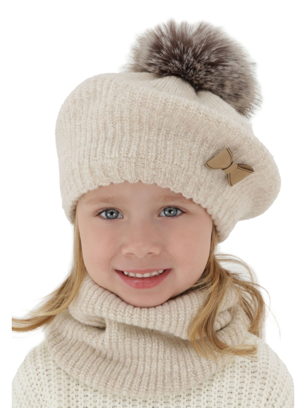 Maxte 7139 Girls' Winter Set Genua – Beret with Pompom… | Diademita