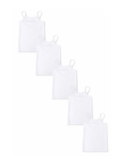 Débardeurs Fille à Bretelles avec Élasthanne Lot de 5 – Blanc