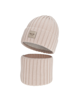 Ensemble d'hiver pour fille Zafira – Bonnet et tour de cou – Beige