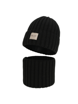 Mädchen Winterset Zafira – Mütze und Schlauchschal – Schwarz