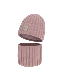 Ensemble d'hiver pour fille Zafira – Bonnet et tour de cou – Rose