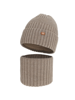 Jungen Winterset Zimelo – Mütze und Schlauchschal – Beige