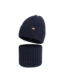Ensemble d'hiver pour garçon Zimelo – Bonnet et tour de cou – Dark blue