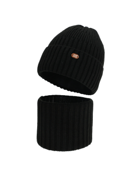 Jungen Winterset Zimelo – Mütze und Schlauchschal – Schwarz
