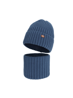 Jungen Winterset Zimelo – Mütze und Schlauchschal – Blau