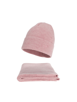 Ensemble d'hiver pour femme Rava – Bonnet et écharpe – Rose