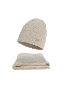 Ensemble d'hiver pour femme Rava – Bonnet et écharpe – Crème
