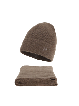 Ensemble d'hiver pour femme Rava – Bonnet et écharpe – Marron