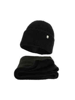 Ensemble d'hiver pour femme Manali – Bonnet et écharpe – Noir