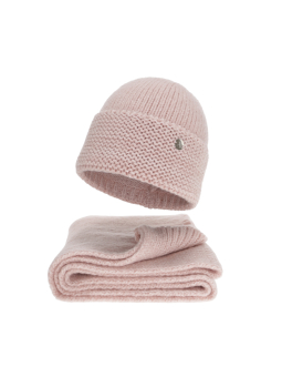 Ensemble d'hiver pour femme Manali – Bonnet et écharpe – Rose