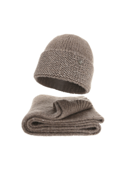Ensemble d'hiver pour femme Manali – Bonnet et écharpe – Beige