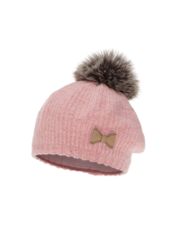 Mädchen Winterset Genua – Baskenmütze mit Bommel und Schlauchschal – Pink