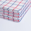 Set of 10 Premium Tea Towels, 100% Fine Cotton, 50x70 cm, Blue & Red Checkered, 185 gr/m2, Extra Thick