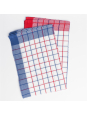 Set of 10 Premium Tea Towels, 100% Fine Cotton, 50x70 cm, Blue & Red Checkered, 185 gr/m2, Extra Thick