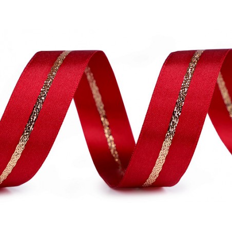 Christmas Double Face Satin Ribbon with Lurex width 25 mm