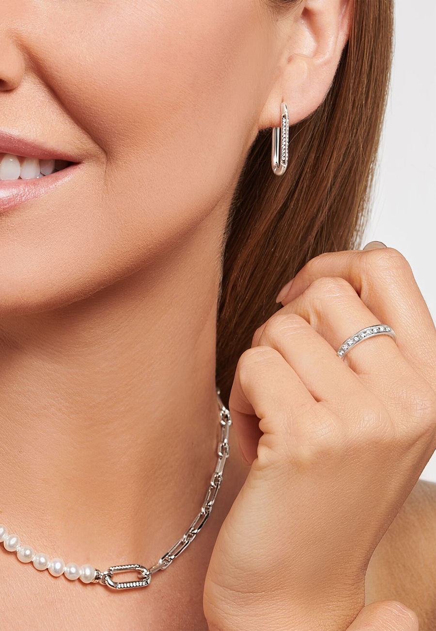 Anillo Piedras Blancas Pavé Plata
