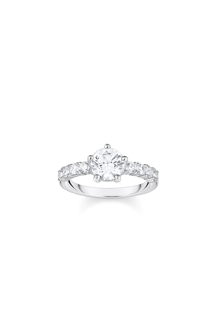 Ring Silver Solitaire White