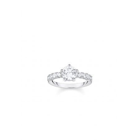Ring Silver Solitaire White
