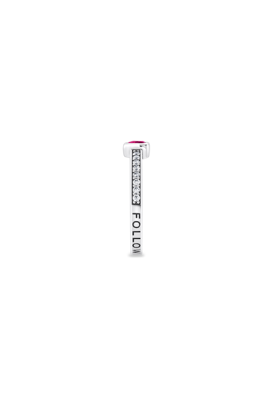 Bague Argent Solitaire Rouge Pierre en Forme de Coeur Bague Argent Solitaire Rouge Pierre en Forme de Coeur