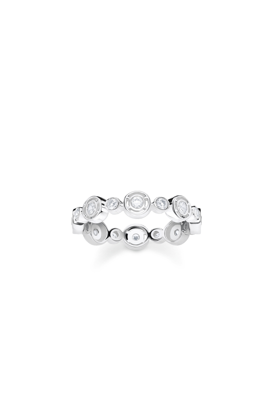 Ring Cirkels Witte Stenen Zilver