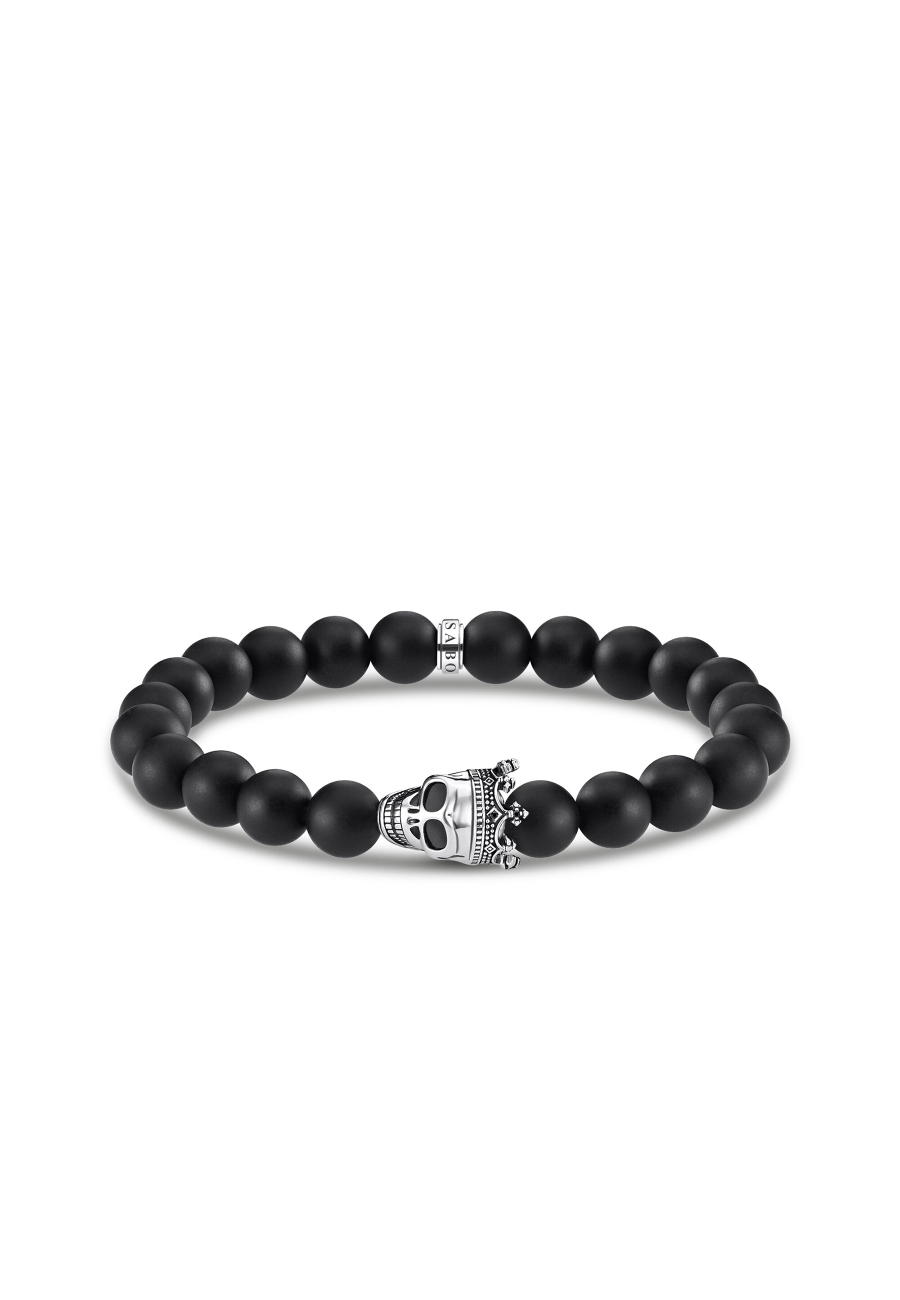 Armband Totenkopf König Schwarz