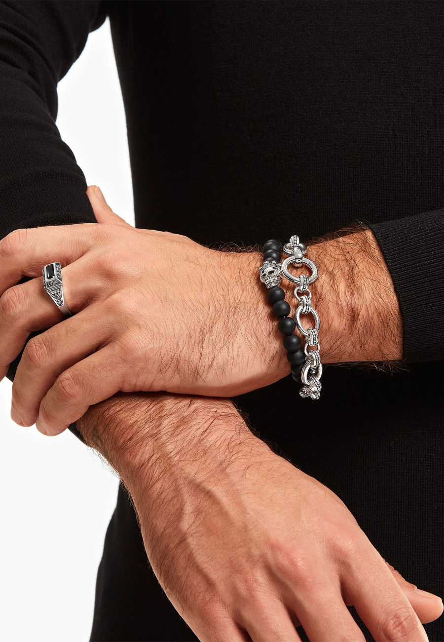 Armband Totenkopf König Schwarz