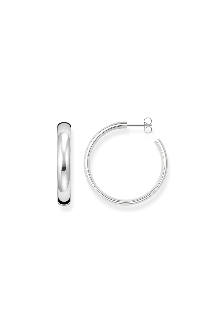 Pendientes de aro Medio Chunky Plata