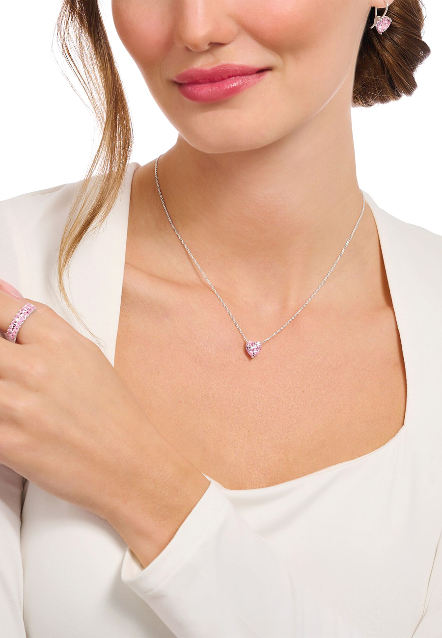 Collar Rosa Corazón Zirconia