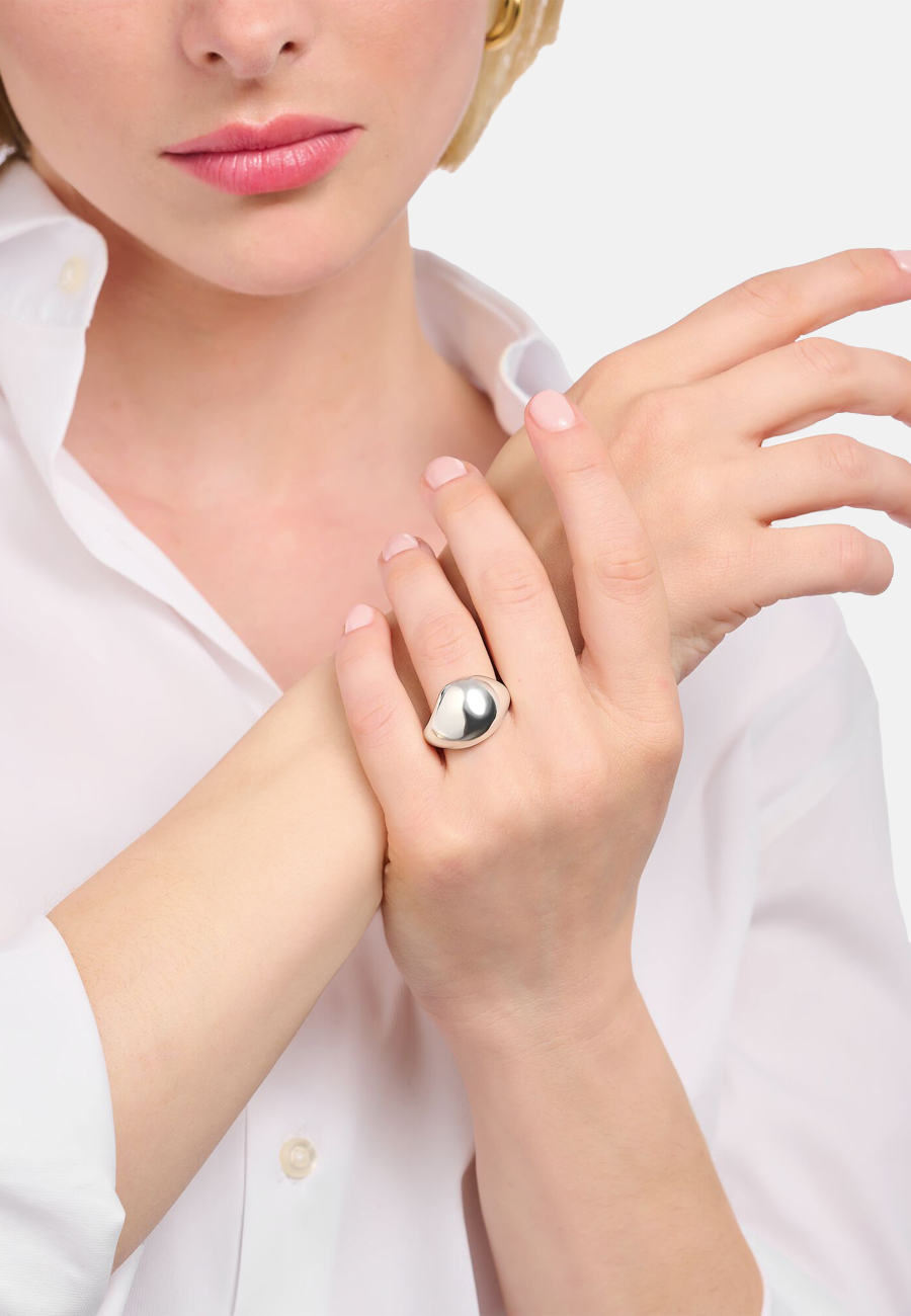 Anillo Organic Drop-Shaped Plata