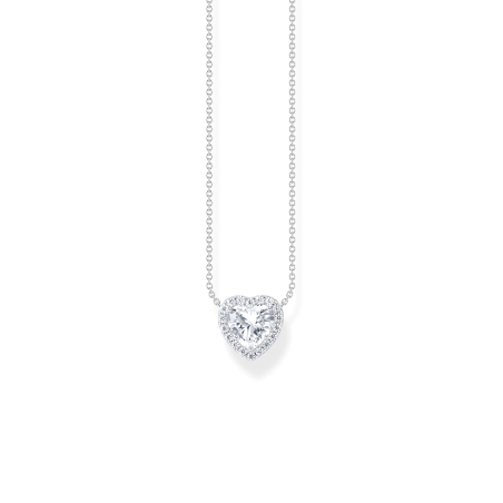 Necklace Heart Shaped Halo Pendant Silver