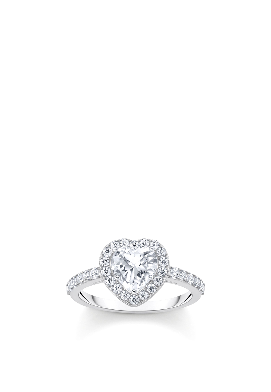 Ring Weiß Halo Herzförmig Zirkonia Silber