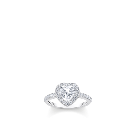 Ring White Halo Heart Shaped Zirconia Silver